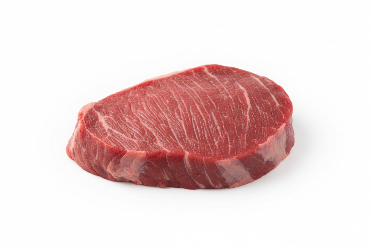 Tough Cut Round Steak white background